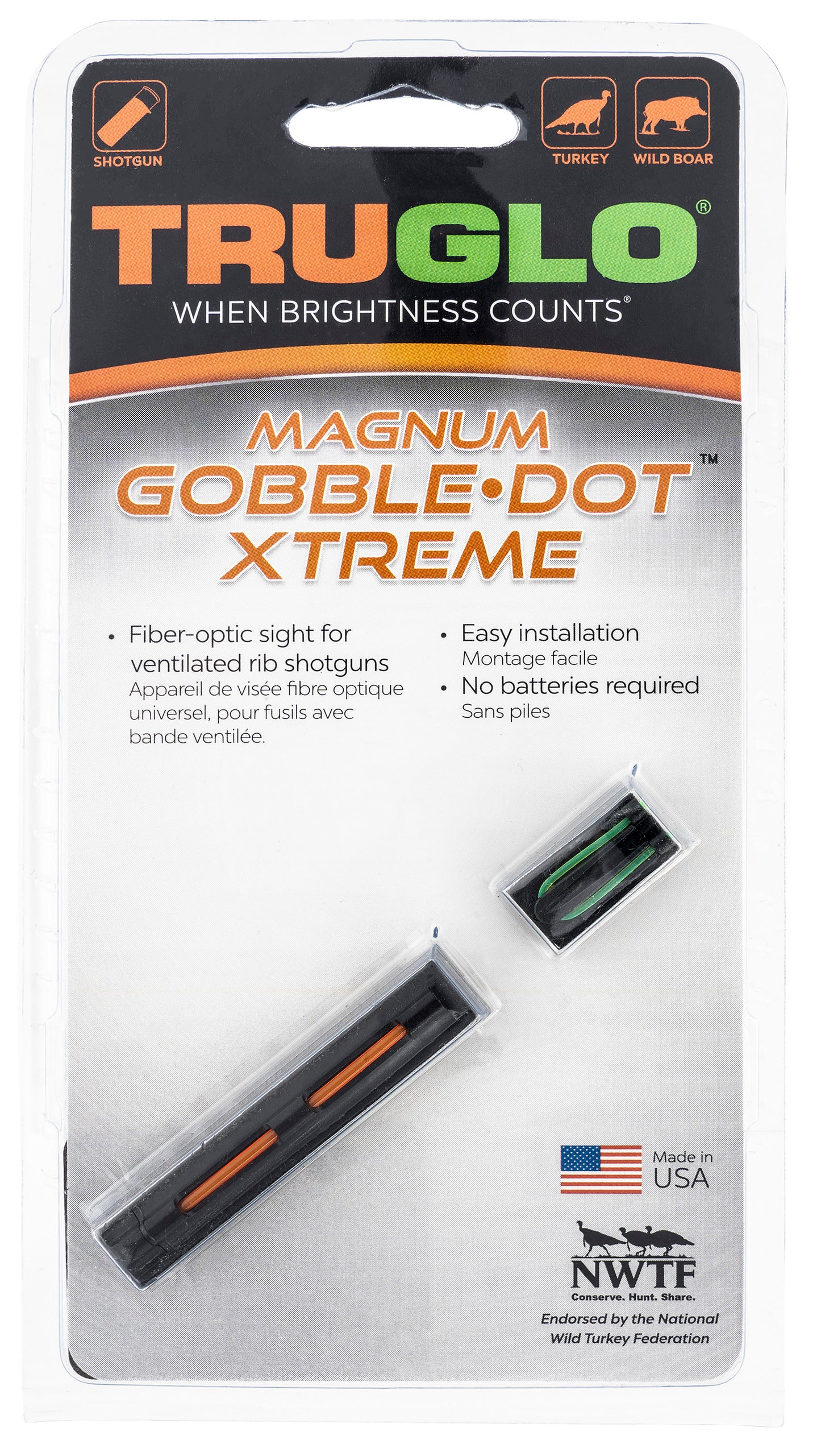 TruGlo TG941XA Magnum Gobble???Dot Xtreme Series   Black | Red Fiber Optic Front Sight Green Fiber Optic Rear Sight