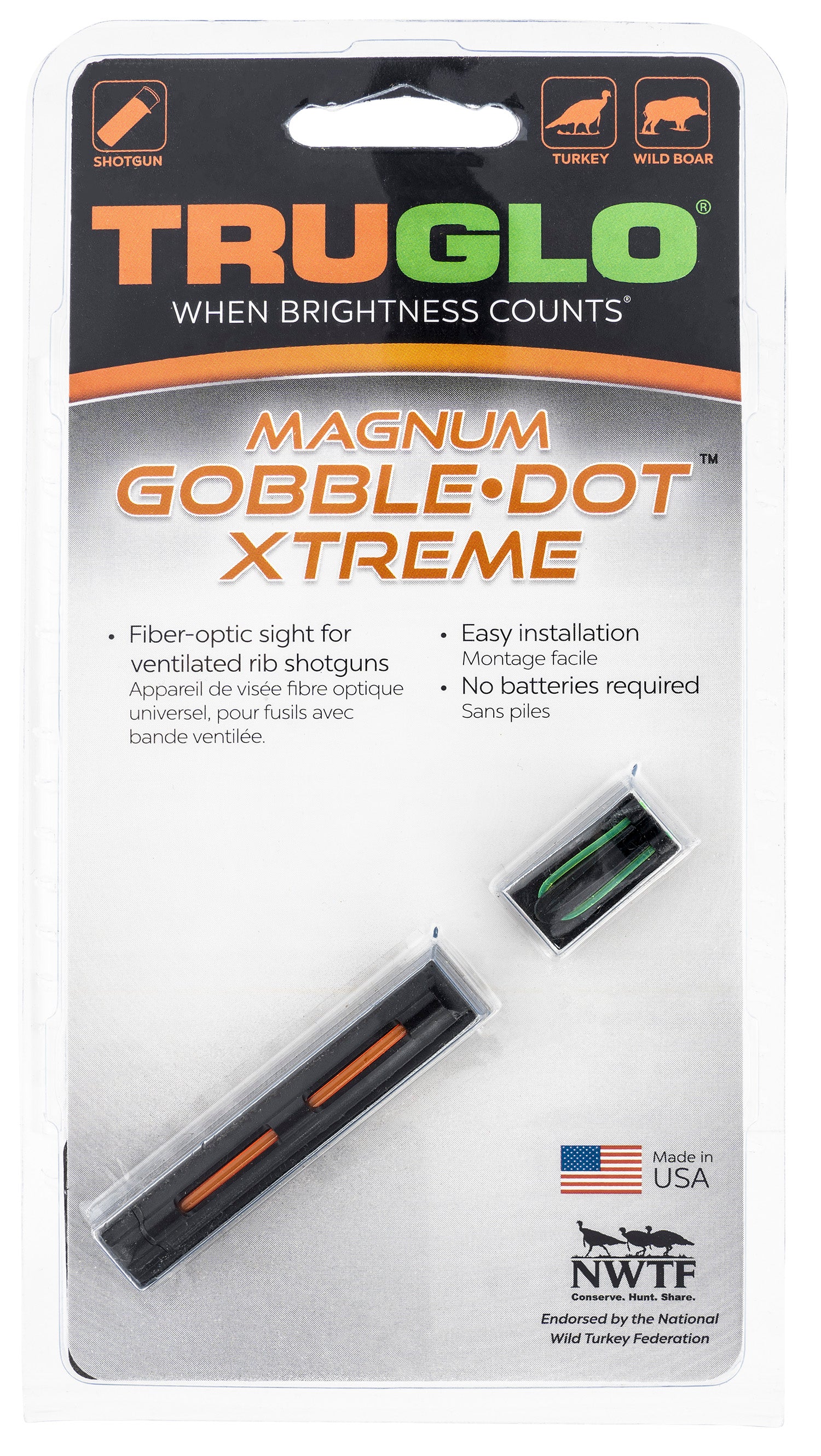 TruGlo TG941XA Magnum Gobble???Dot Xtreme Series   Black | Red Fiber Optic Front Sight Green Fiber Optic Rear Sight
