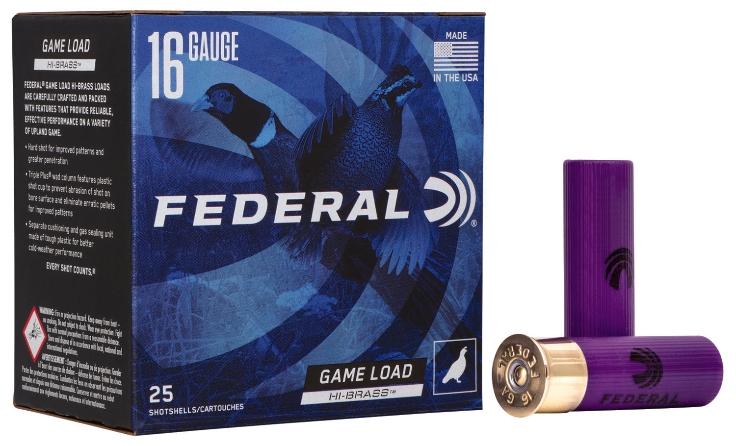 Federal H1634 Game-Shok High Brass 16Gauge 2.75" 1 1/8oz 4Shot 25 Per Box/10 Case