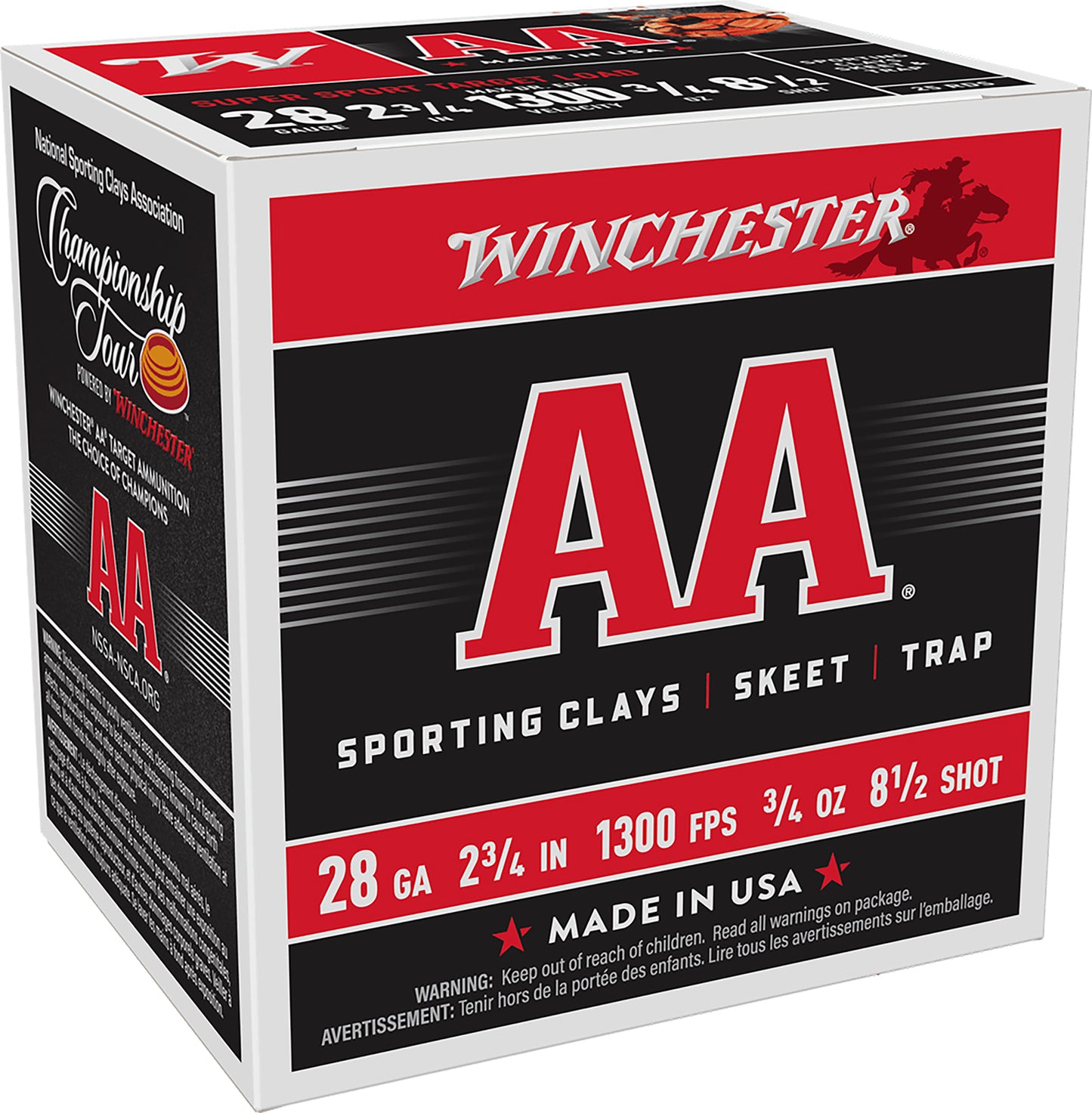 Winchester Ammo AASC2885 AA Super Sport Sporting Clay 28Gauge 2.75" 3/4oz 8.5Shot 25 Per Box/10 Case