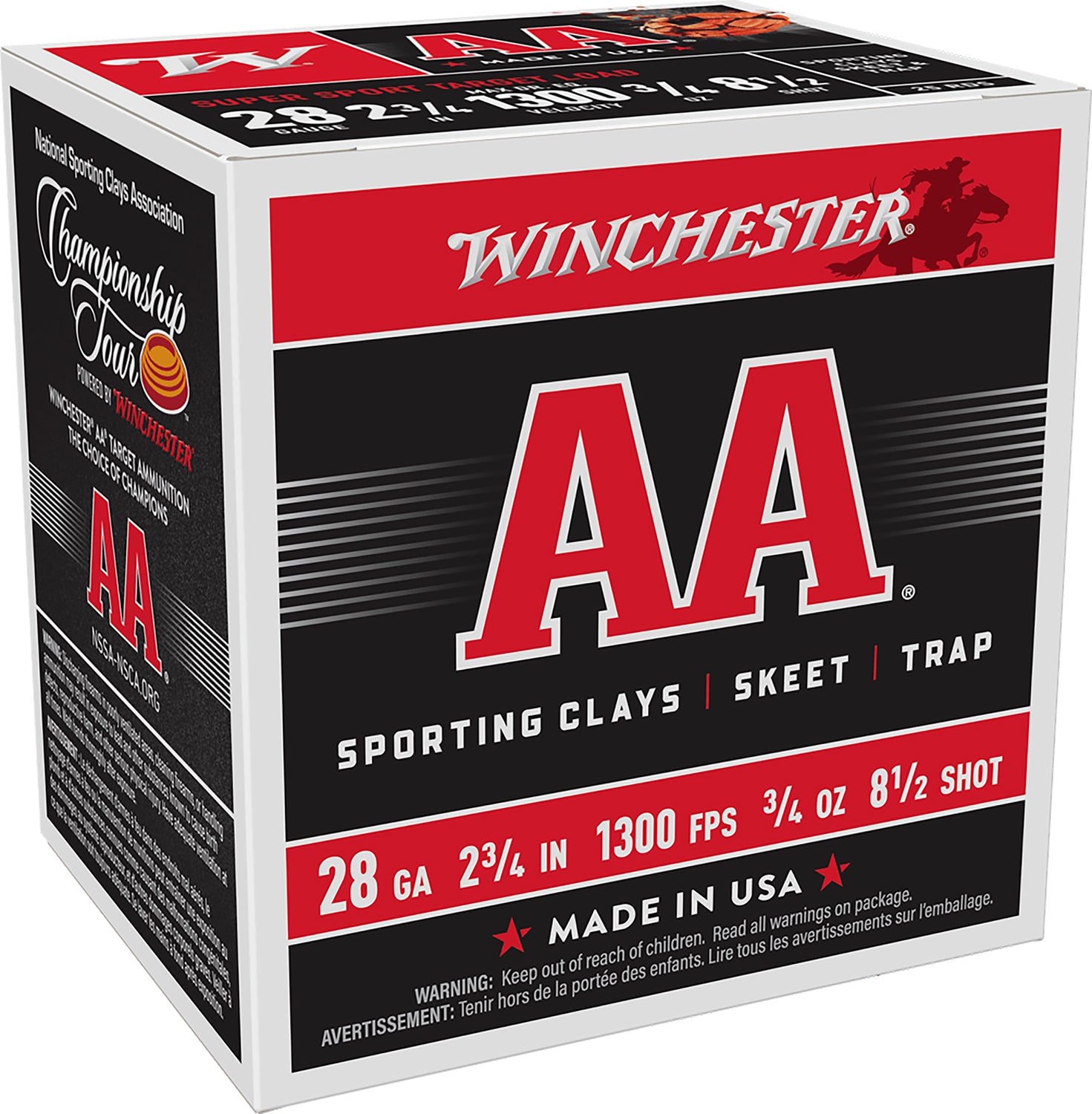 Winchester Ammo AASC2885 AA Super Sport Sporting Clay 28Gauge 2.75" 3/4oz 8.5Shot 25 Per Box/10 Case