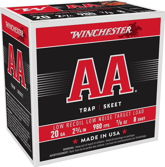 Winchester Ammo AA20FL8 AA Low Recoil 20Gauge 2.75" 7/8oz 8Shot 25 Per Box/10 Case