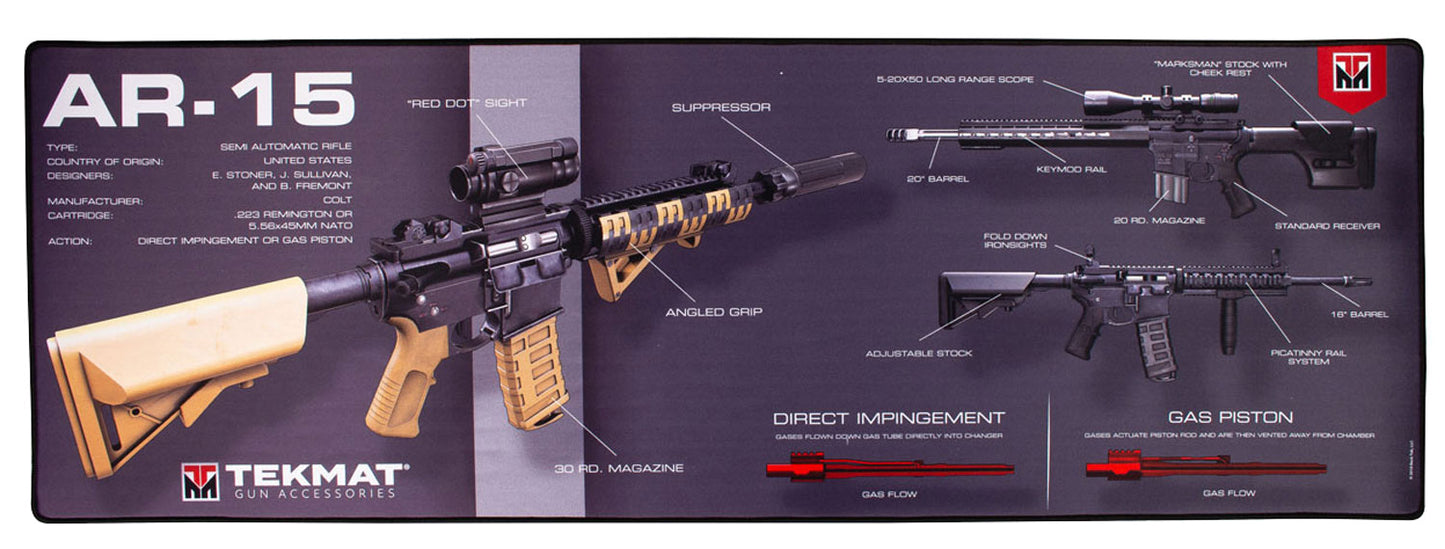 TekMat TEKR44AR15WPD AR-15 Weapons Platform Design Ultra 44 Cleaning Mat AR-15 Weapons Platform Diagram 15" x 44"