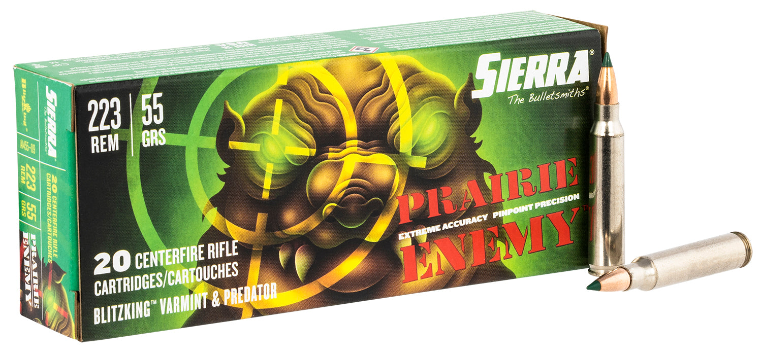 Sierra A145509 Prairie Enemy  223Rem 55gr Sierra BlitzKing 20 Per Box/ 10 Case