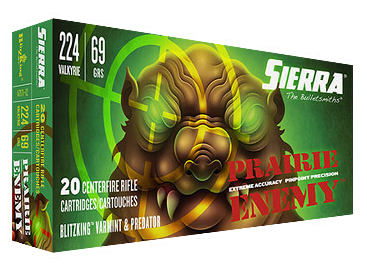 Sierra A717112 Prairie Enemy  224Valkyrie 69gr Sierra BlitzKing 20 Per Box/10 Case