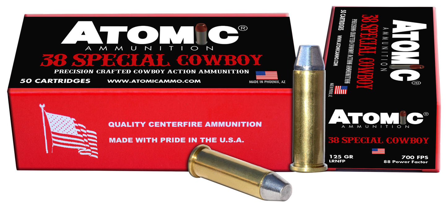 Atomic Ammunition 00451 Cowboy Action Precision Craft 38Special 125gr Lead Round Nose Flat Point 50 Per Box/10 Case