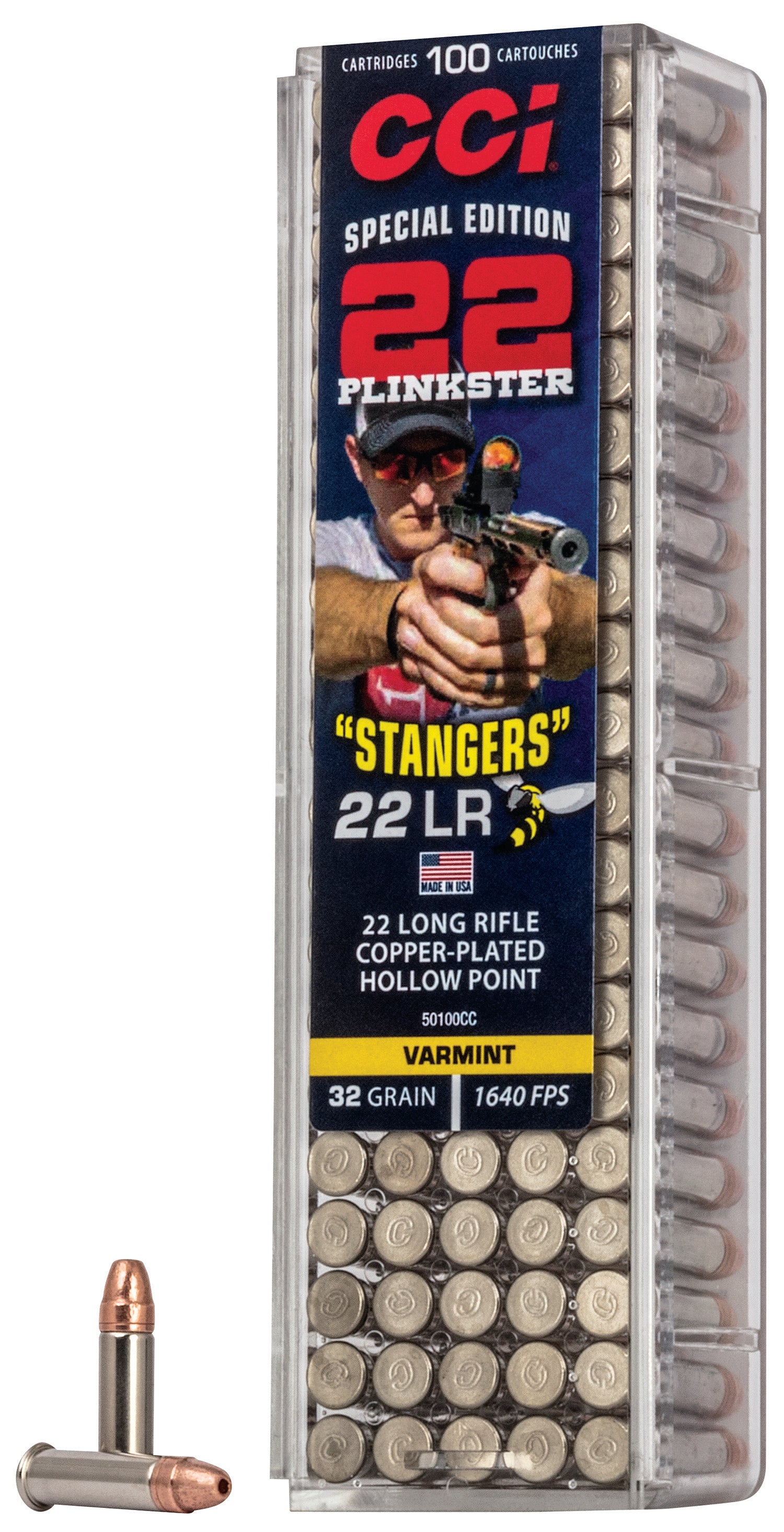 CCI 50100CC Stangers  22LR 32gr Copper Plated Hollow Point 100 Per Box/50 Case