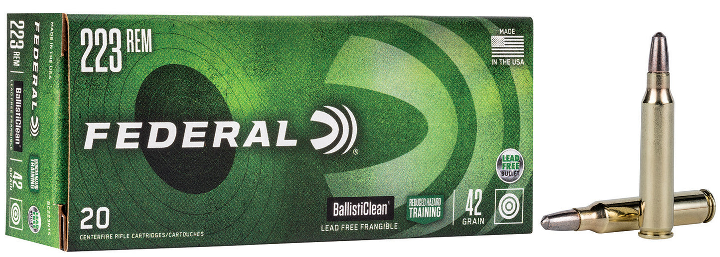 Federal BC223NT5 BallistiClean Reduced Hazard Training 223Rem 42gr Lead Free Frangible 20 Per Box/25 Case