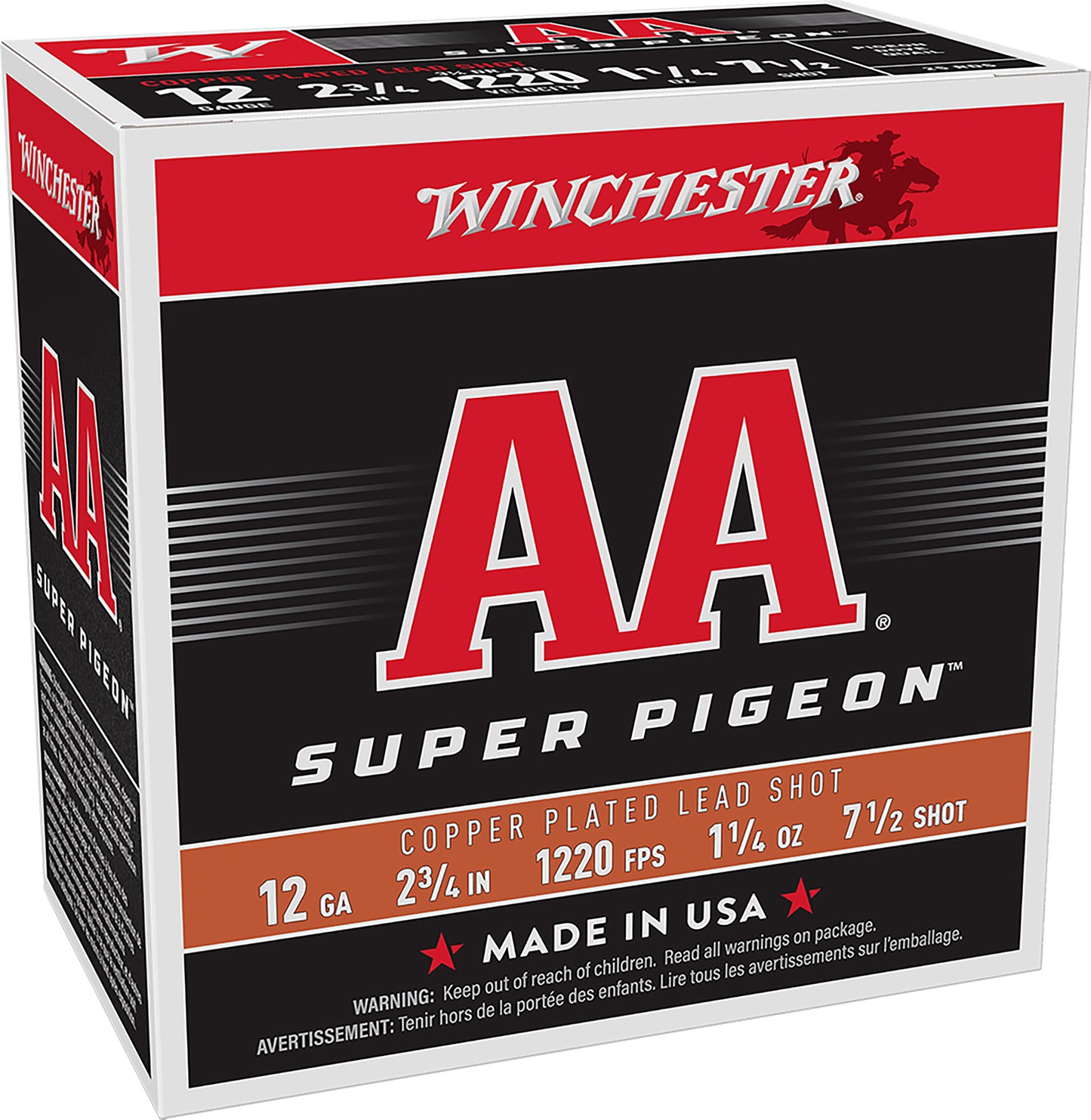 Winchester Ammo AA12SP7 AA Super Pigeon 12Gauge 2.75" 1 1/4oz 7.5Shot 25 Per Box/10 Case