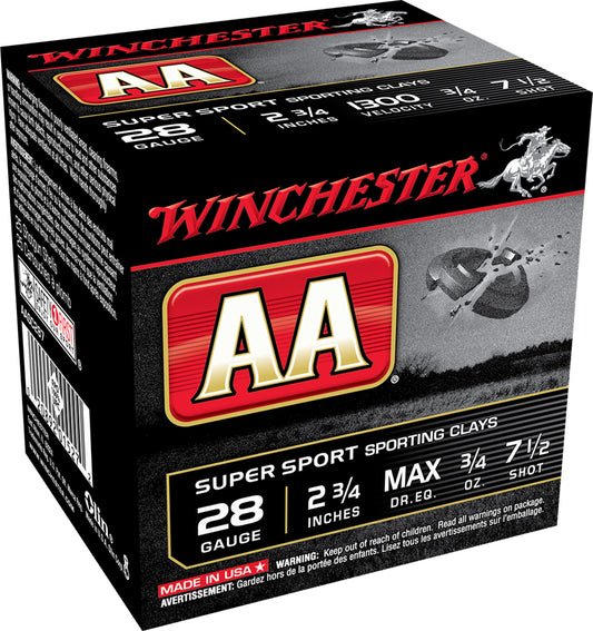 Winchester Ammo AASC287VP AA Sporting Clay 28Gauge 2.75" 3/4oz 7.5Shot 100 Per Box/5 Case