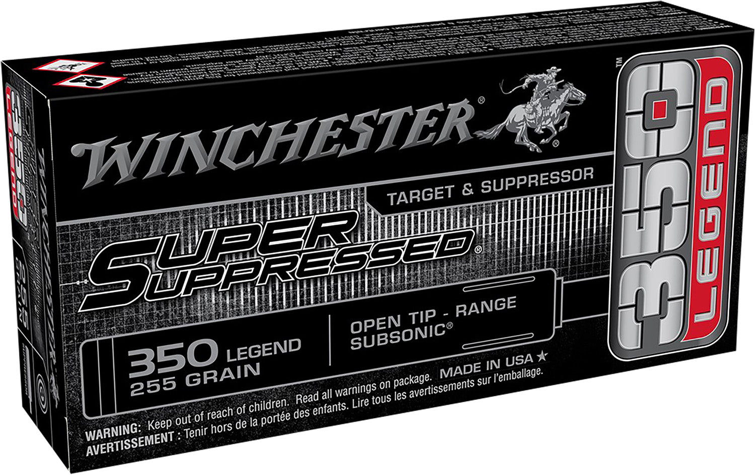 Winchester Ammo SUP350 Super Suppressed  350Legend 255gr Open Tip Range 20 Per Box/10 Case