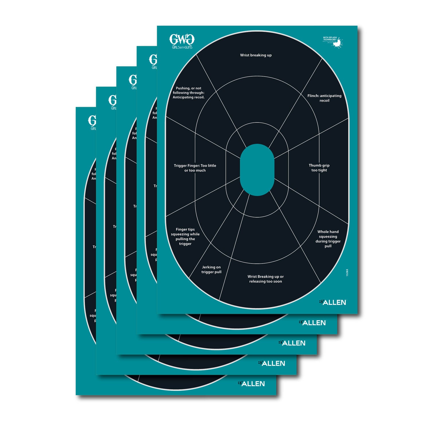 Girls With Guns 15283 Splash  Self-Adhesive Paper Black/Teal 12"x18" Oval 5 Pack