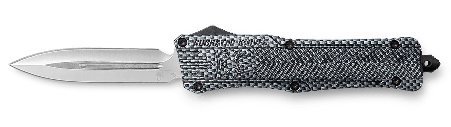 CobraTec Knives LCFCTK1LDNS CTK-1  Large 3.75" OTF Dagger Plain D2 Steel Blade/Carbon Fiber Aluminum Handle Features Glass Breaker Includes Pocket Clip