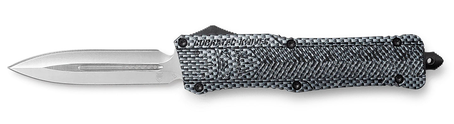 CobraTec Knives LCFCTK1LDAGNS CTK-1  Large 3.75" OTF Dagger Plain D2 Steel Blade/Carbon Fiber Aluminum Handle Features Glass Breaker Includes Pocket Clip