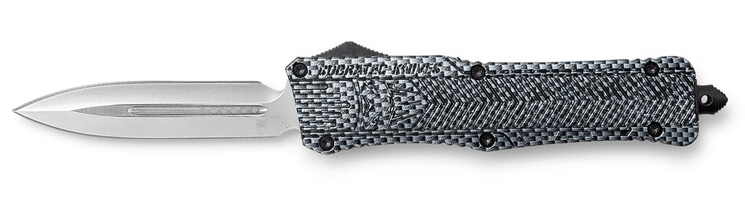 CobraTec Knives LCFCTK1LDAGNS CTK-1  Large 3.75" OTF Dagger Plain D2 Steel Blade/Carbon Fiber Aluminum Handle Features Glass Breaker Includes Pocket Clip