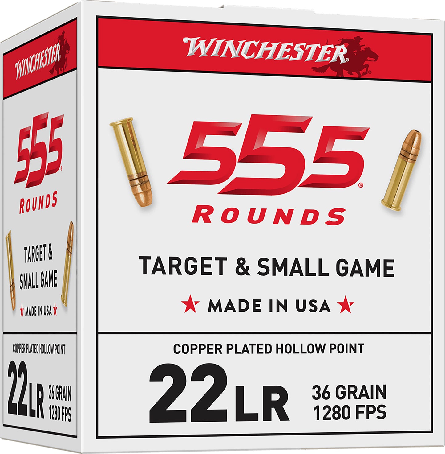 Winchester Ammo 22LR555HP USA  22LR 36gr Copper Plated Hollow Point 555 Per Box/10 Case *Bulk