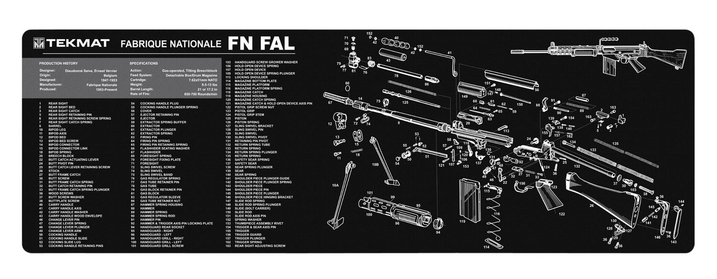 TekMat TEKR36FNFAL FN-FAL Cleaning Mat FN-FAL Parts Diagram 12" x36"