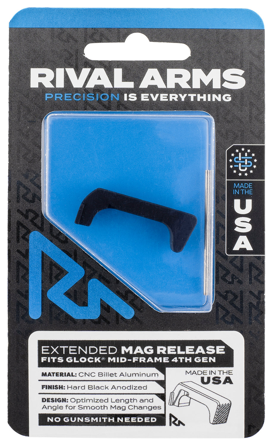 Rival Arms RA72G002A Magazine Release  Glock Gen4 Extended Hard Black Anodized Aluminum
