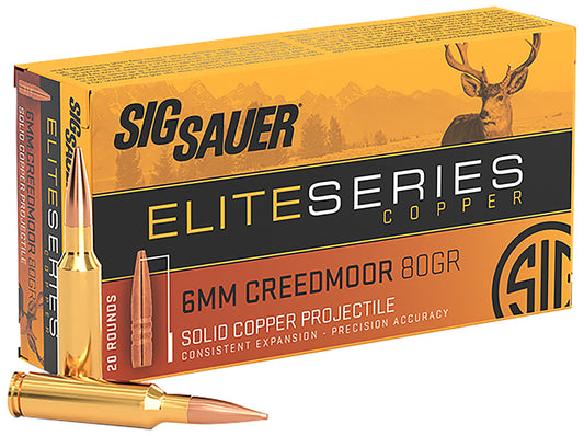Sig Sauer E6MMCH120 Elite Copper Hunting  6mmCreedmoor 80gr Copper Solid 20 Per Box/10 Case