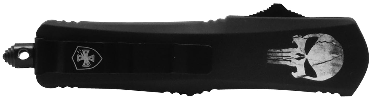 Templar Knife SFL232 Fallen Gen II Small 2.69" OTF Tanto Plain Powder Coated 440C SS Blade/ 4.31" Black w/Skull Aluminum Handle Features Glass Breaker Includes Pocket Clip/Sheath