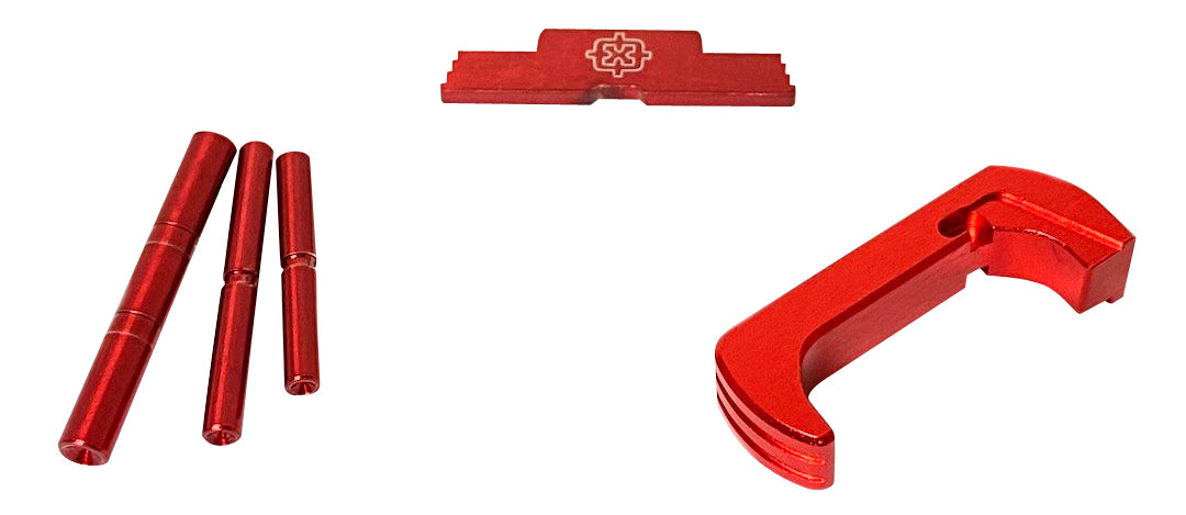 Cross Armory CRG5OKRD 3 Piece Kit  Extended Compatible w/ Glock 26 Gen5 Compatible w/Glock 17/19/26/34 Gen5 Red Anodized Steel/Aluminum