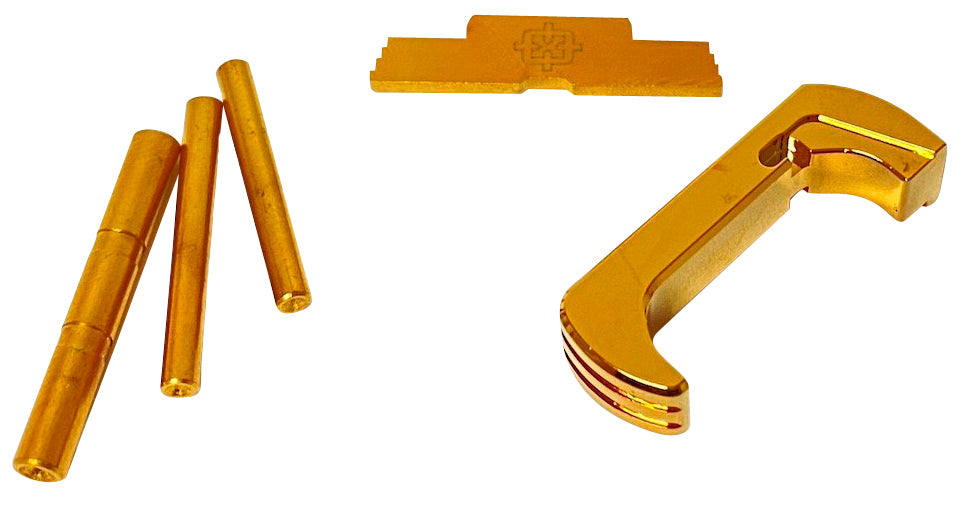 Cross Armory CRG5OKGD 3 Piece Kit  Extended Compatible w/ Glock 17/19/26/34 Gen5 Gold Anodized Steel/Aluminum