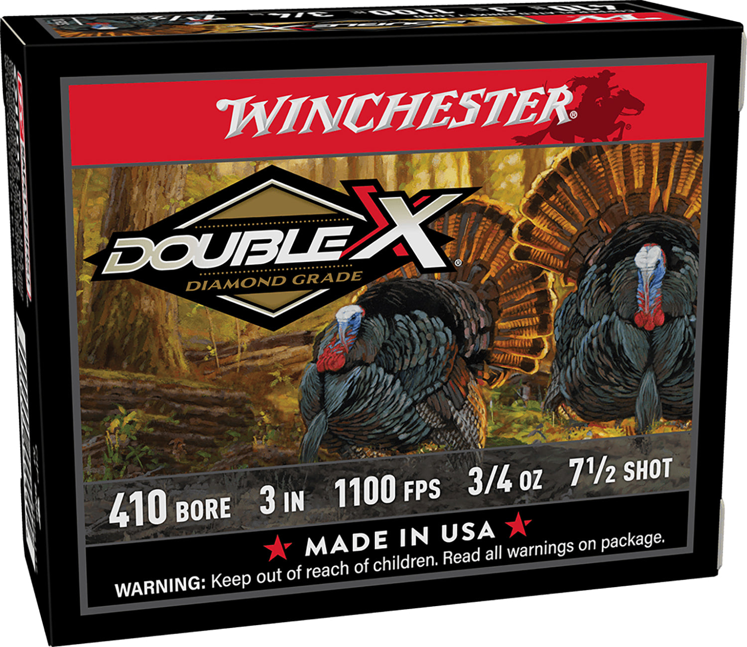 Winchester Ammo STH4137 Double X Diamond Grade 410Gauge 3" 3/4oz 7.5Shot 10 Per Box/10 Case for Turkey