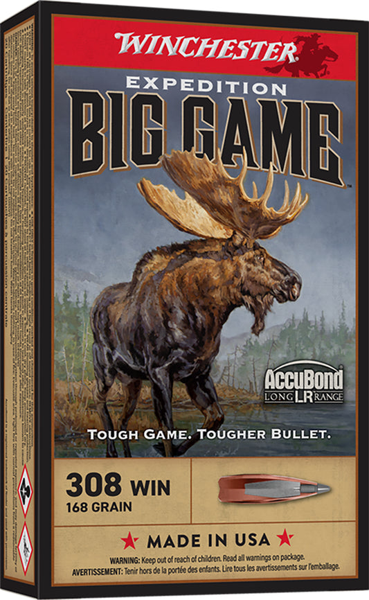 Winchester Ammo S308LR Expedition Big Game Long Range 308Win 168gr Nosler AccuBond Long-Range 20 Per Box/10 Case