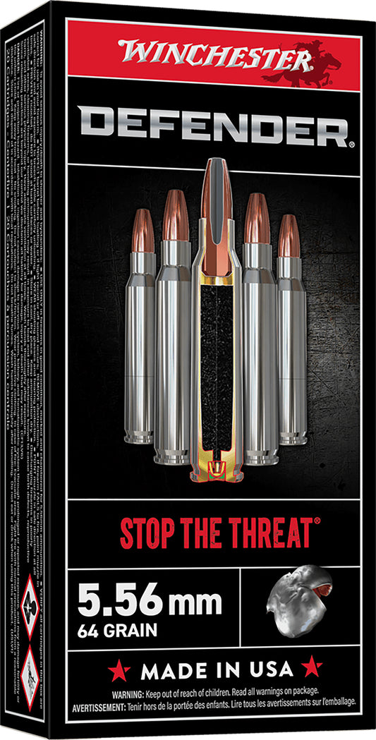 Winchester Ammo S556PDB Defender  5.56x45mmNATO 64gr Bonded Solid Base 20 Per Box/10 Case