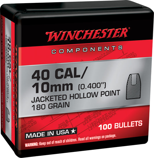 Winchester Ammo WB40HP180X Centerfire Handgun Reloading 40S&W 180gr Jacketed Hollow Point 100 Per Box/10 Case