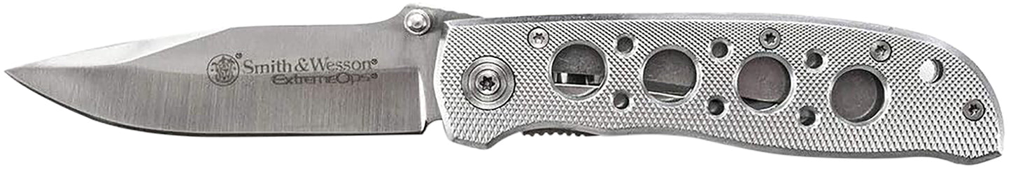 Smith & Wesson Knives CK105HCP Extreme Ops  3.22" Folding Drop Point Plain 7Cr15MoV SS Blade Aluminum Handle Includes Pocket Clip