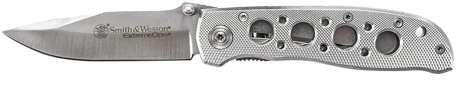 Smith & Wesson Knives CK105HCP Extreme Ops  3.22" Folding Drop Point Plain 7Cr15MoV SS Blade Aluminum Handle Includes Pocket Clip