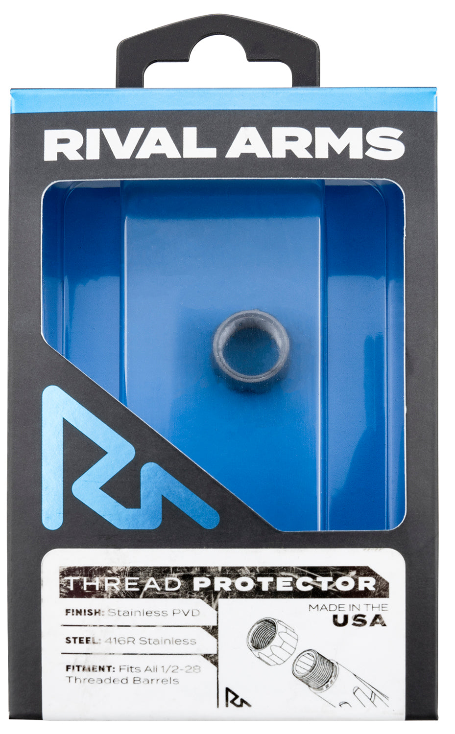 Rival Arms RARA300001D Thread Protector  9mm Luger Stainless PVD 416R Stainless Steel 1/2"-28 tpi