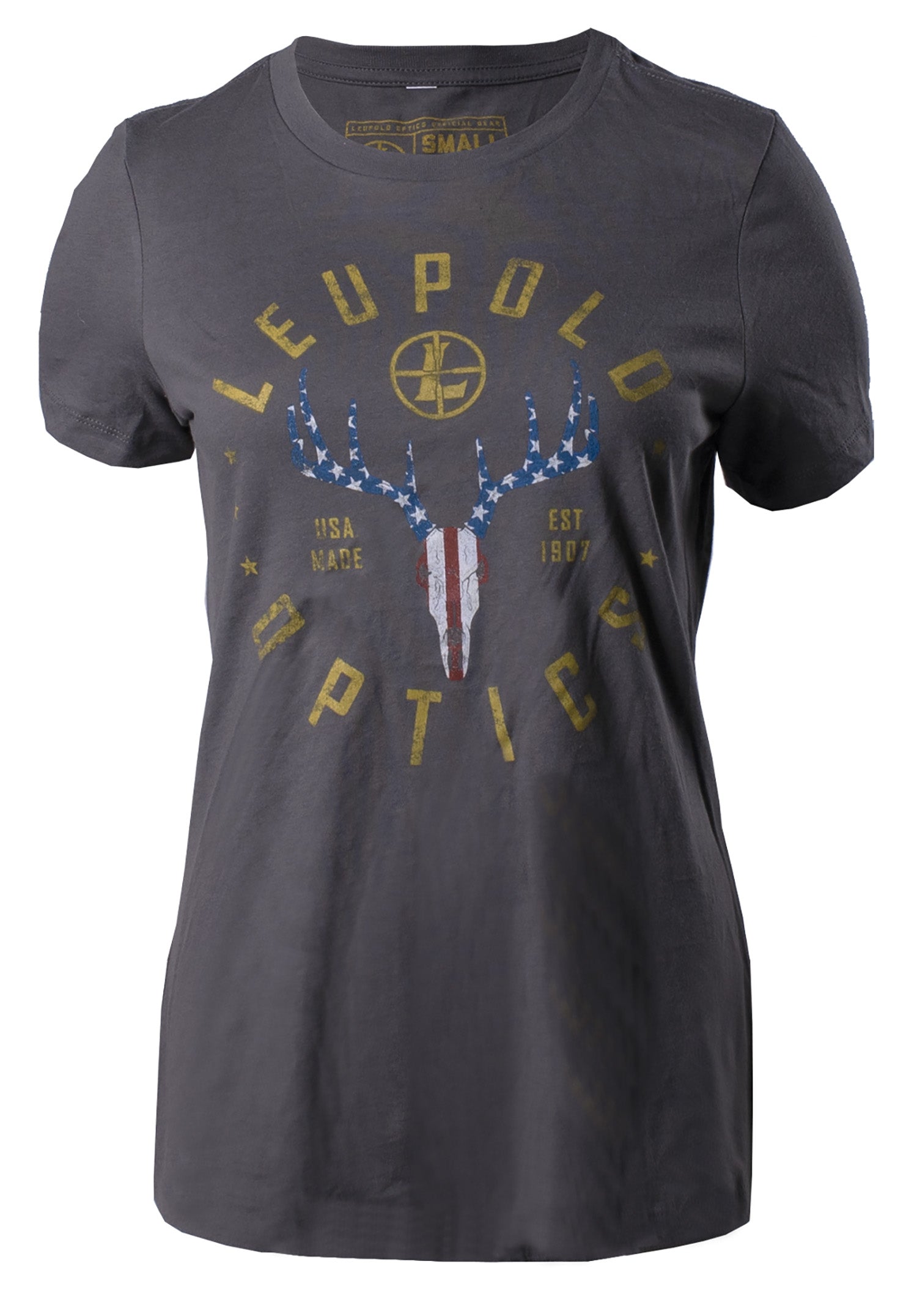 Leupold 179151 American Whitetail Women's Gray Cotton/Polyester Short Sleeve Large