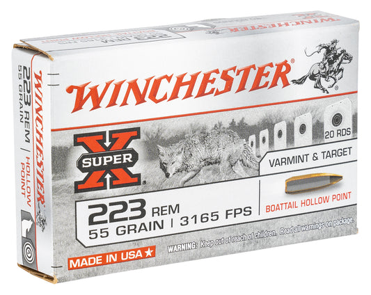 Winchester Ammo W223HP55 Super X  223Rem 55gr Boat Tail Hollow Point 20 Per Box/25 Case