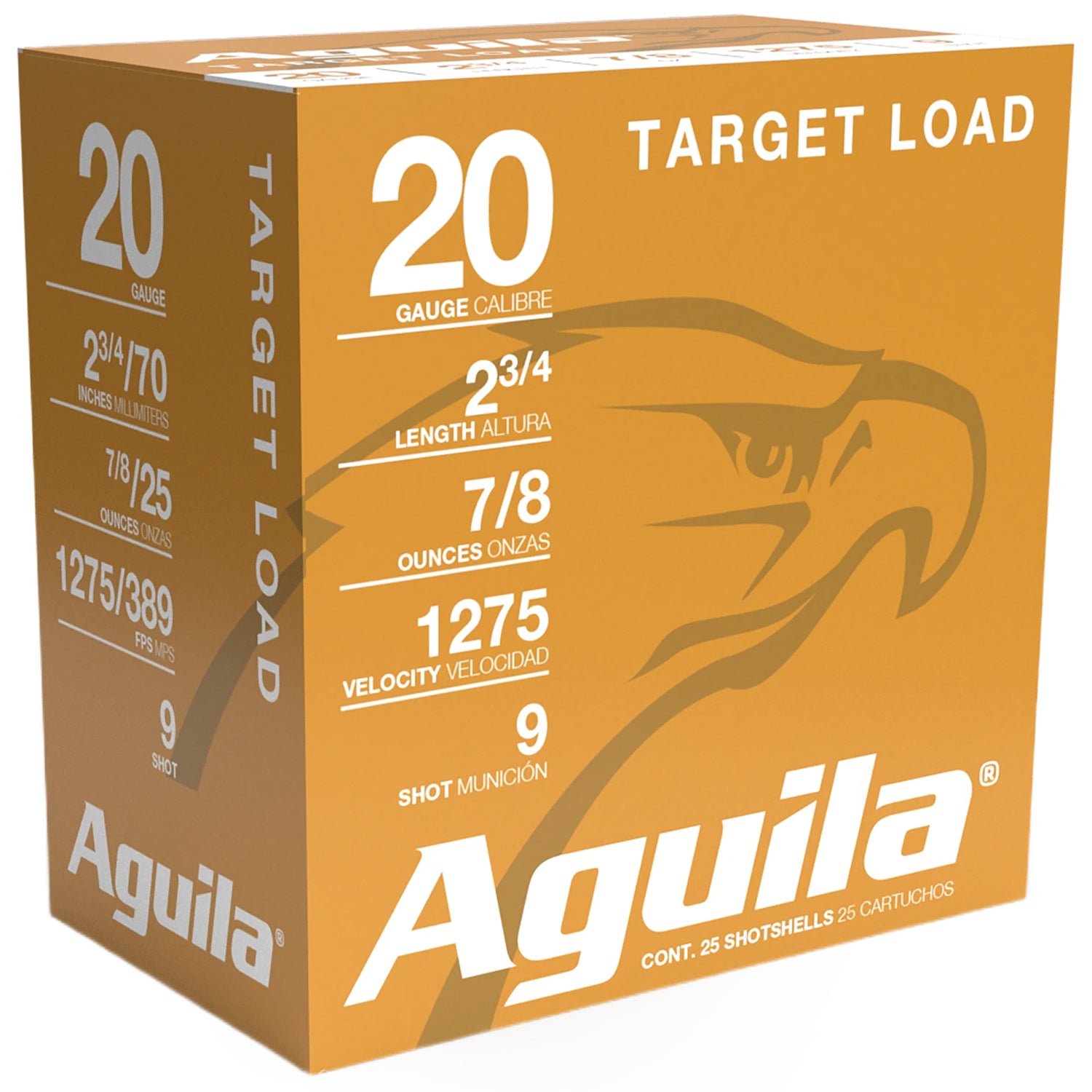 Aguila 1CHB2039 Target Load Competition 20Gauge 2.75" 7/8oz 9Shot 25 Per Box/10 Case
