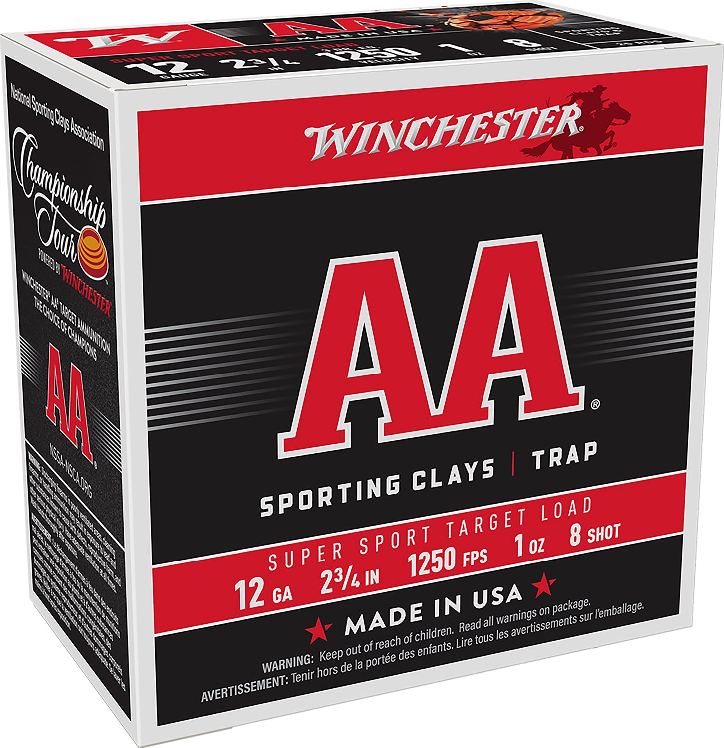Winchester Ammo AASC12508 AA Sporting Clay 12Gauge 2.75" 1oz 8Shot 25 Per Box/10 Case