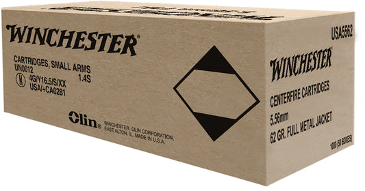Winchester Ammo USA5562 USA  5.56x45mmNATO 62gr Full Metal Jacket 20 Per Box/50 Case