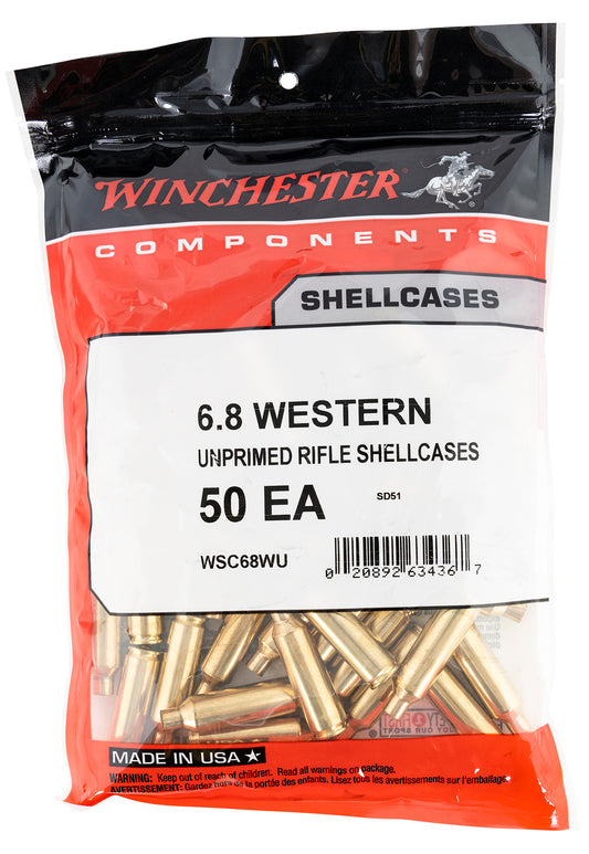 Winchester Ammo WSC68WU Unprimed Cases  6.8Western Rifle Brass 50/Bag