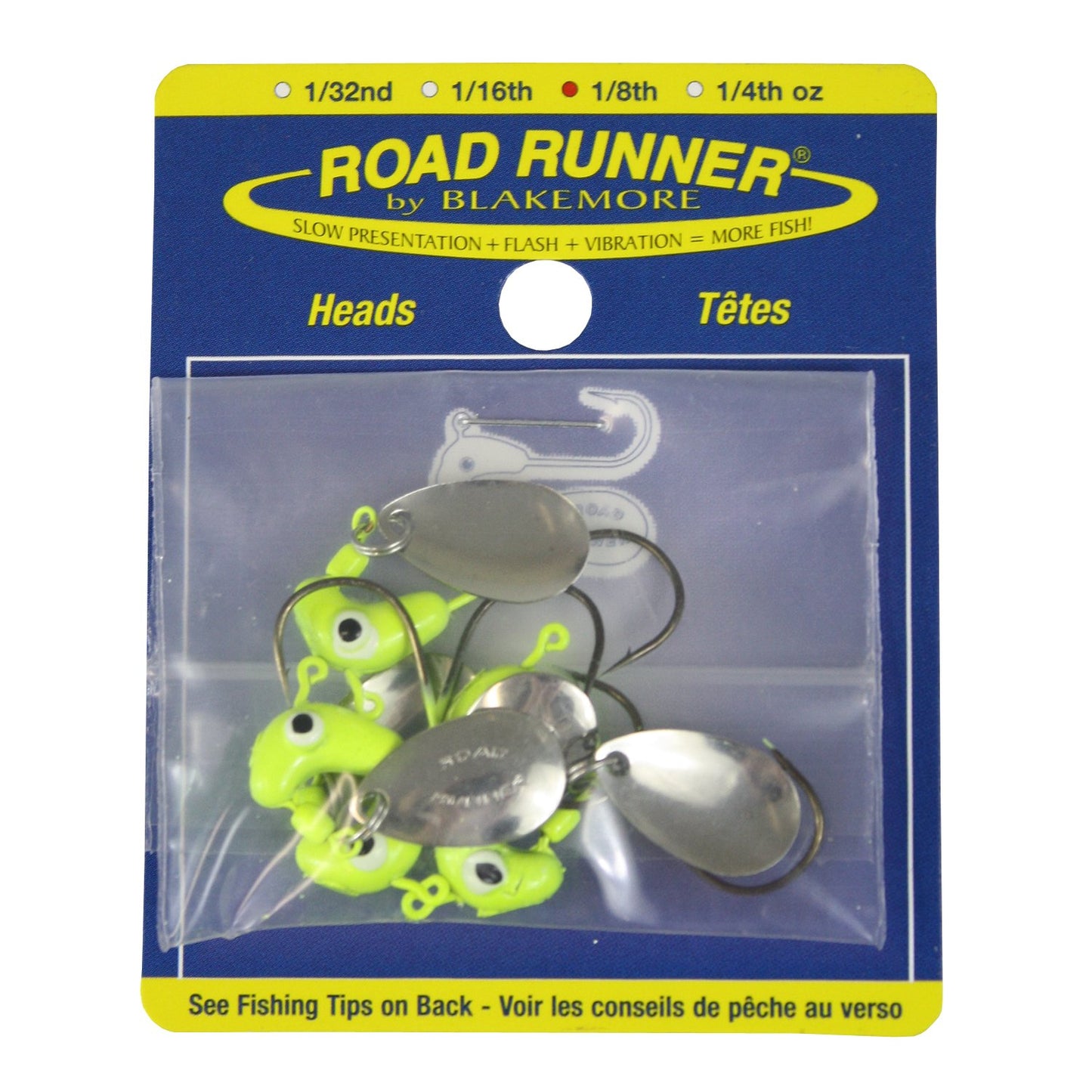 Blakemore Road Runner Head Hook 1/8oz Chartreuse 4-pack spinner jig freshwater | Beauty Riche