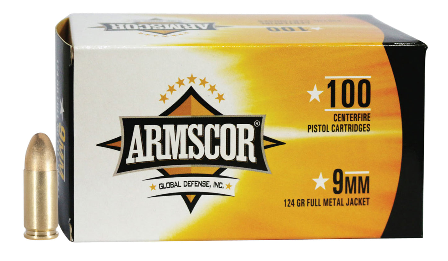 Armscor 50445 Precision Value Pack 9mmLuger 124gr Full Metal Jacket 100 Per Box/12 Case