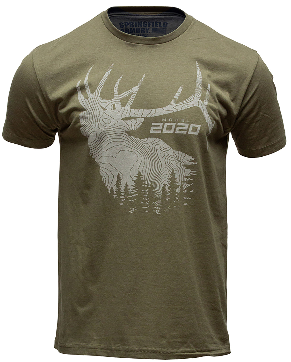 Springfield Armory GEP8605S 2020 Elk Men's Military Green Cotton/Polyester Short Sleeve Small