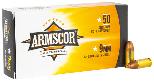 Armscor 50041PH Precision  9mmLuger 124gr Full Metal Jacket 50 Per Box/20 Case
