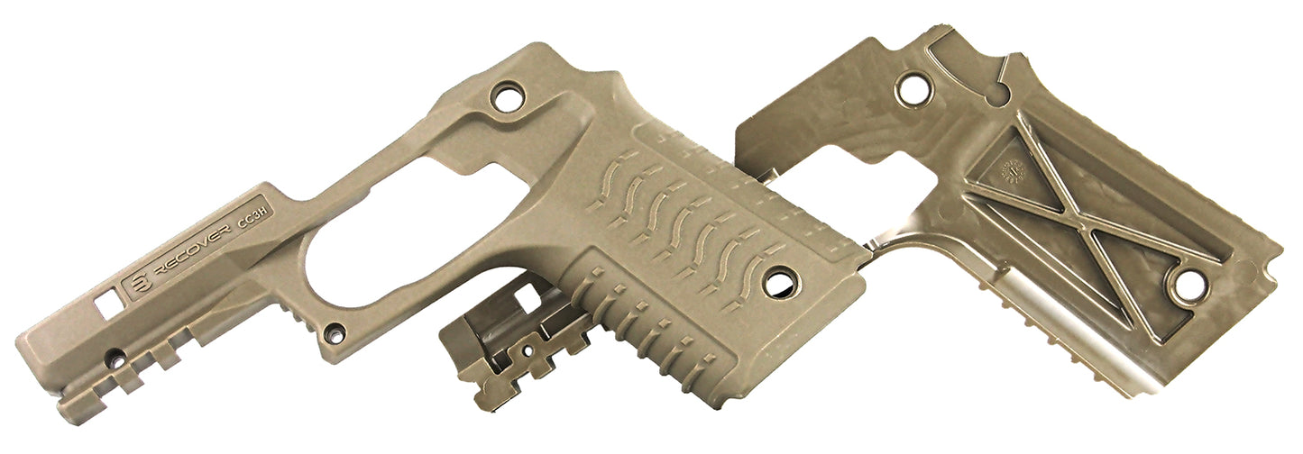 Recover Tactical CC3H02 Grip & Rail System  Tan Polymer Picatinny for Standard Frame 1911
