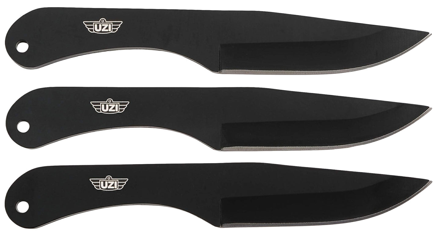 Uzi Accessories UZKTRW004 Throwing Knives IV Three, 8.25" Plain Black Stainless Steel