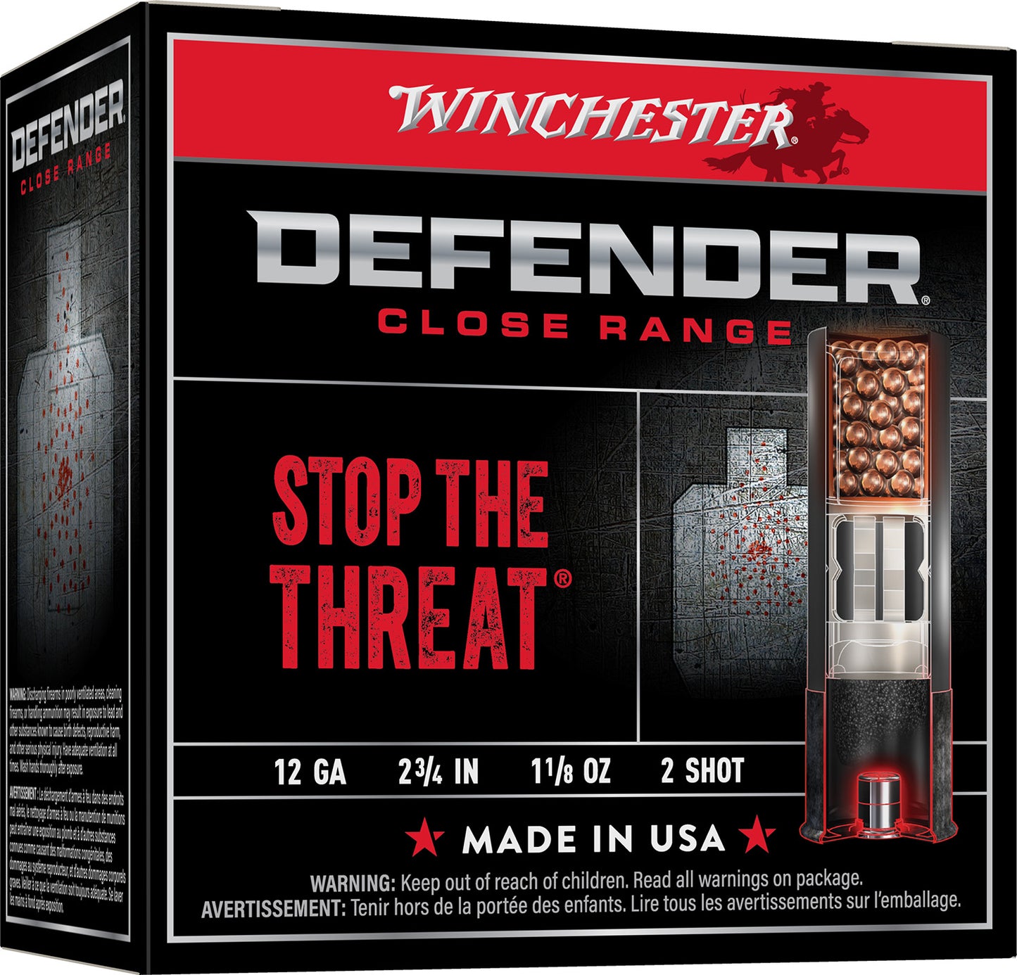 Winchester Ammo S122PD25 Defender  12Gauge 2.75" 1 1/8oz 2Shot 25 Bx/10 Case