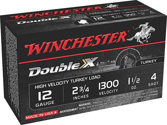 Winchester Ammo STH124 Double X High Velocity Turkey 12Gauge 2.75" 1 1/2oz 4Shot 10 Per Box/10 Case