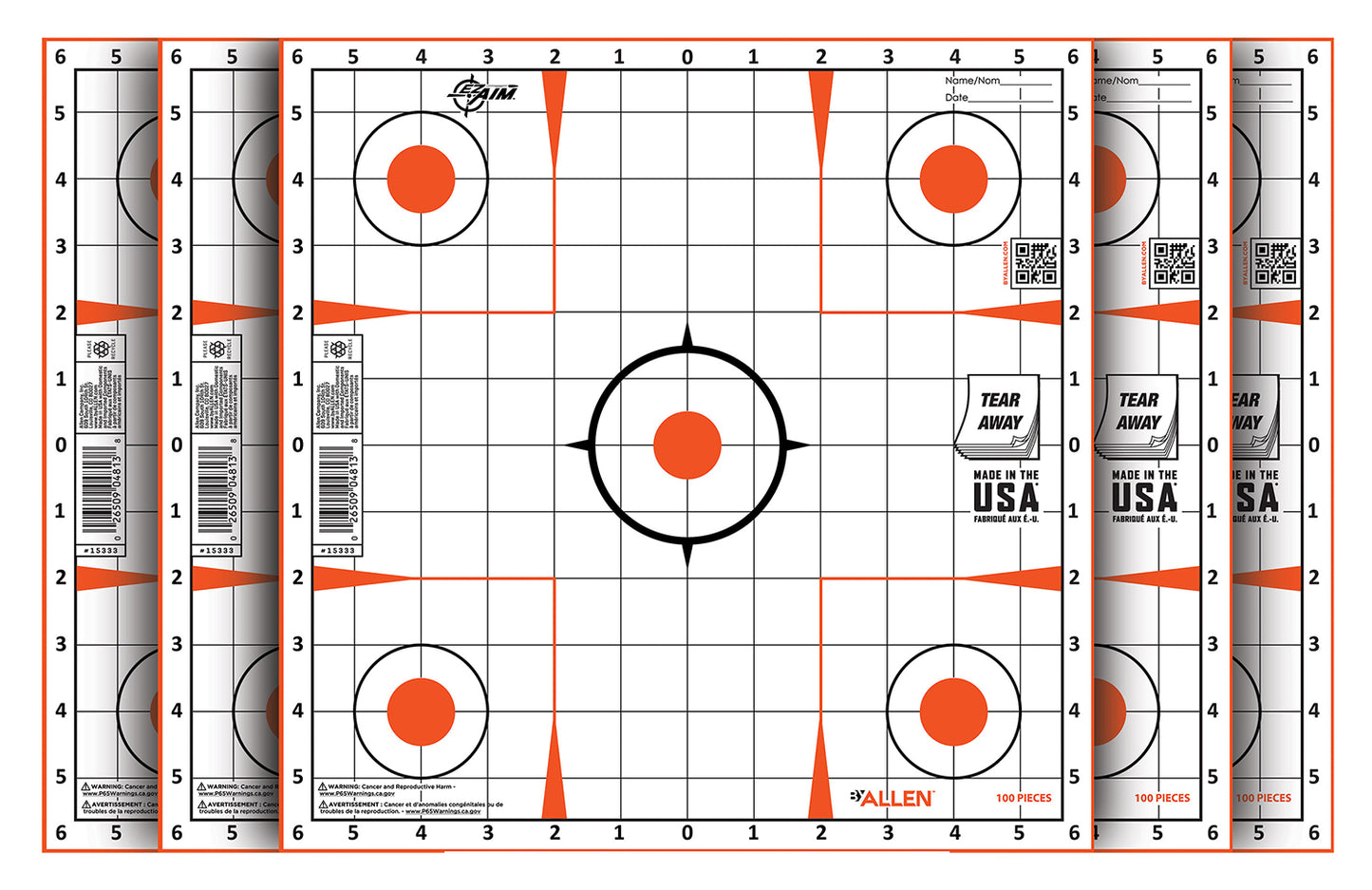 EZ-Aim 15333100 Sight-In  Grid Paper Self-Adhesive 12" x 12" Orange/White 100 Per Pack