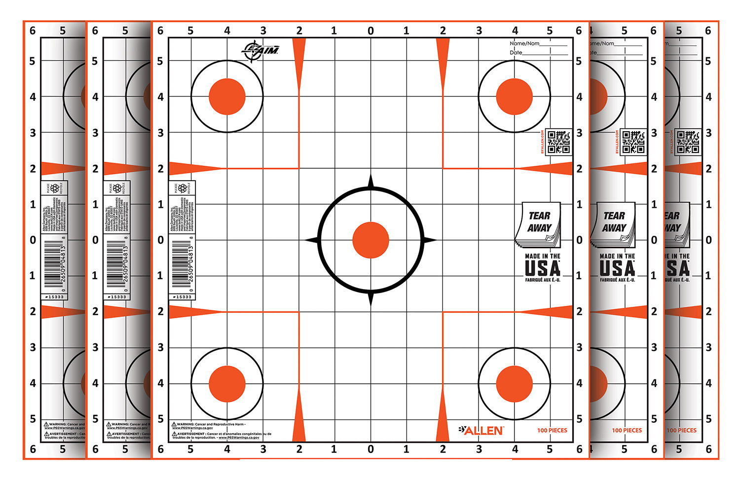 EZ-Aim 15333100 Sight-In  Grid Paper Self-Adhesive 12" x 12" Orange/White 100 Per Pack