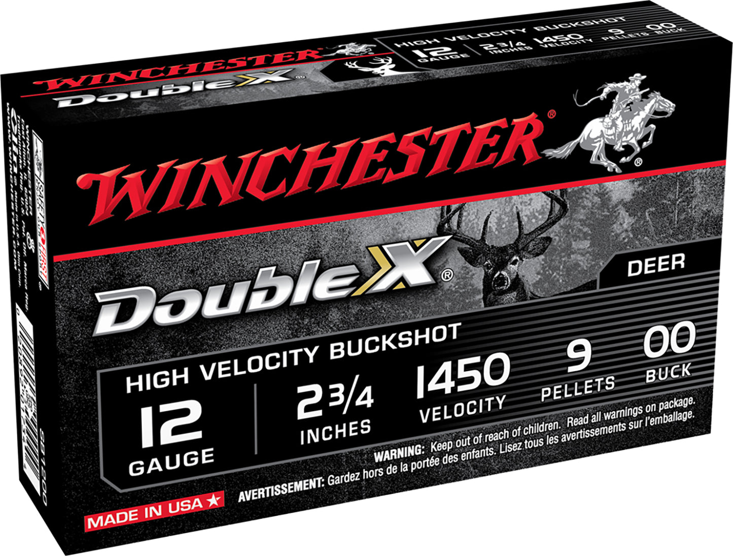 Winchester Ammo SB1200 Double X High Velocity 12Gauge 2.75" 9Pellets 00Buck Shot 5 Per Box/50 Case